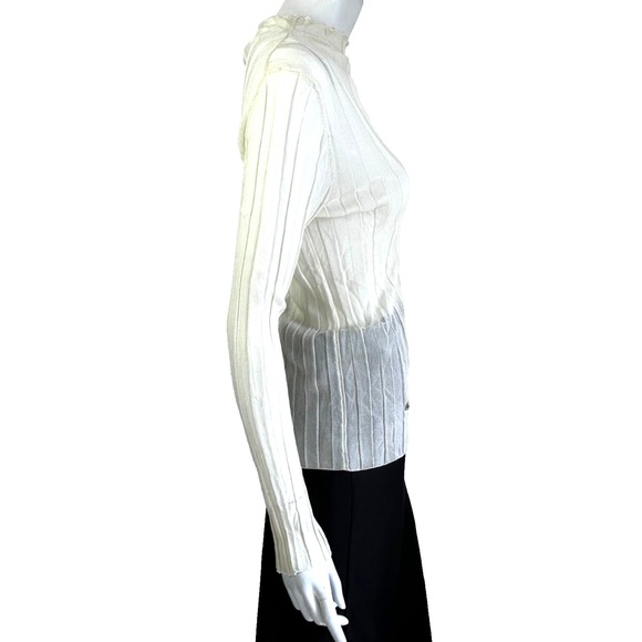 NWT* PH5 Sheer Rib Funnel Neck Knit Top Long SleeveSide Slit Barley Size Small - Picture 7 of 11